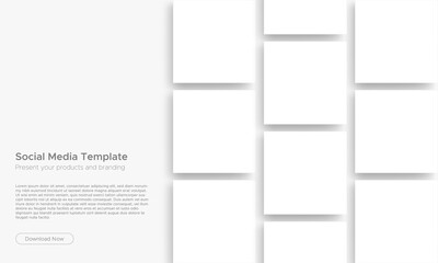 Square Templates for Social Media Posts. Blank Mockup for Your Brand Designs. Vector Illustration