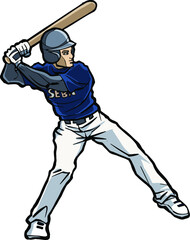 Fototapeta na wymiar Baseball player batter swing position 