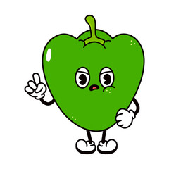 Cute angry sad pepper character. Vector hand drawn traditional cartoon vintage, retro, kawaii character illustration icon. Isolated on white background. Angry pepper character concept
