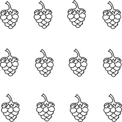 Seamless background with raspberry drawn with black marker on a white paper. Beautiful fruits background.