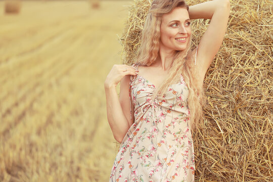 girl on a haystack summer freedom romantic model