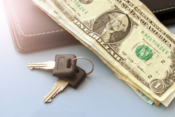 Safe deposit box keys and dollars, business