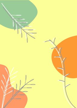 Tropical themed banner, Creative compositions of colorful plants leaves and branches, for poster or cover social media stories, flat style design concept.
