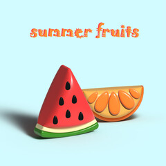 delicious summer fruits in 3d