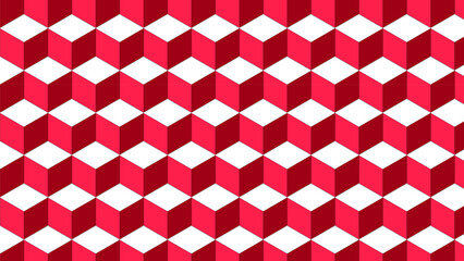 background pattern design using cube geometry that has a 3d impression and is red