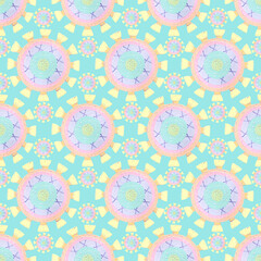 Abstract round seamless pattern. Rainbow sun