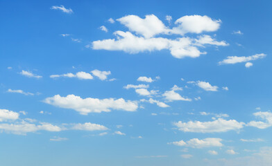 beautiful blue sky with clouds on bright sunny day for abstract background