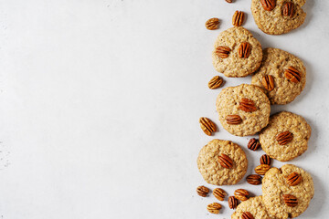 Peacan cookie on white background