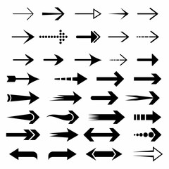 Illustration Vector Graphic a set of black arrow icons.