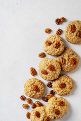 Peacan cookie on white background