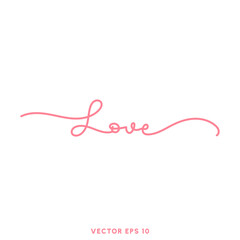 Love handwritten calligraphy isolated on white background, illustration Vector EPS 10