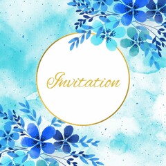 Invitation cards greeting cards thank you card blue color flower