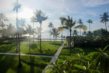Sunrise at Indonesian tropical resort