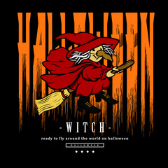 streetwear design red witch themes halloween vector