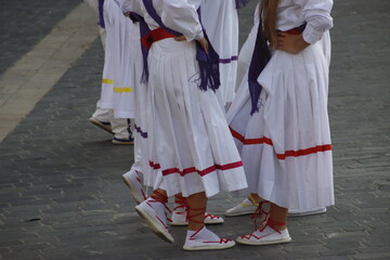 Dancers in a Basque folk street festival