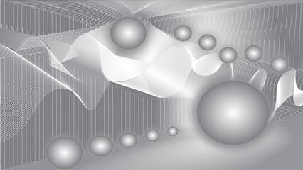 Illustrations and clipart. Abstract Image. Few balls inside a line space with white lightning in dark background.