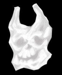 Plastic bag withs skull faced on it