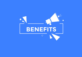 Benefits text button. Benefits speech bubble. label sign template
