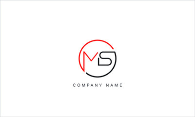 SM, MS Abstract Letters Logo Monogram - obrazy, fototapety, plakaty