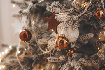 Christmas background. Xmas celebration. Christmas tree. Decorated christmas tree.