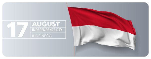 Indonesia happy independence day greeting card, banner vector illustration