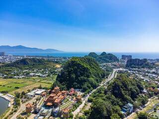 View of Da Nang Marble mountain which is a very famous destination for tourists.