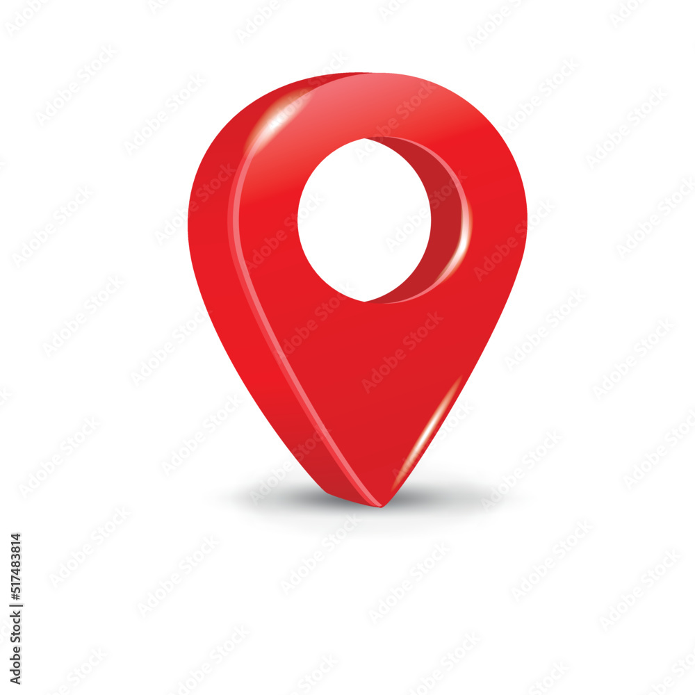 Poster red 3d pointer of map isolated on a white background