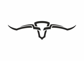 Vector, stylized bull head image. Bull logo design concept. Isolated on white background.