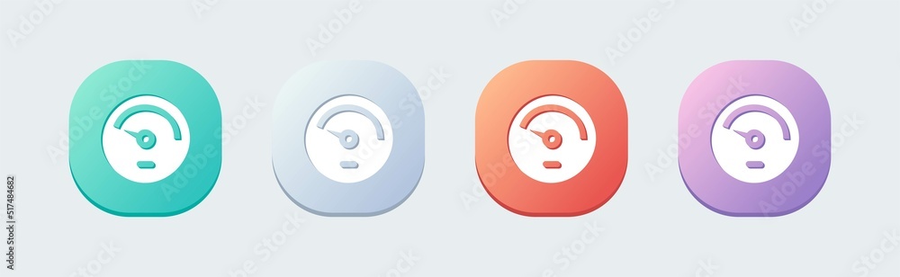 Poster speedometer solid icon in flat design style. performance indicator signs vector illustration.