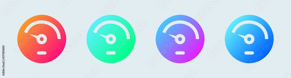 Poster speedometer solid icon in gradient colors. performance indicator signs vector illustration.