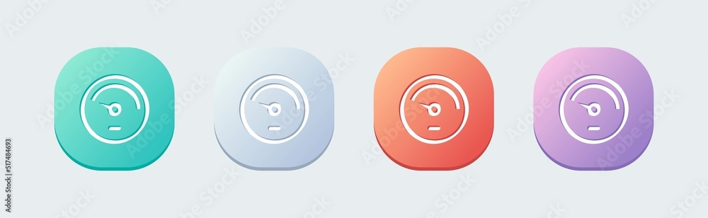 Poster speedometer line icon in flat design style. performance indicator signs vector illustration.