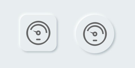 Speedometer line icon in neomorphic design style. Performance indicator signs vector illustration.
