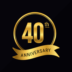 th anniversary logo golden color for celebration event, wedding, greeting card, invitation, round stamp © Leane
