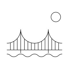 Silhouette bridge icon, urban architecture design, travel line construction symbol vector illustration