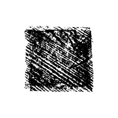Black rough edge square isolated on white background. Vector black painted rectangular shape with linear texture. Grunge square template. Hand drawn charcoal and pencil texture geometric shape.