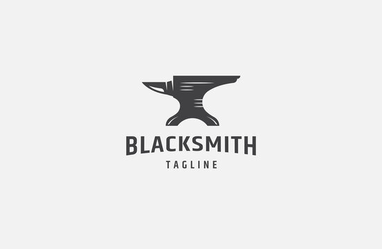 anvil Blacksmith logo icon design template flat vector illustration