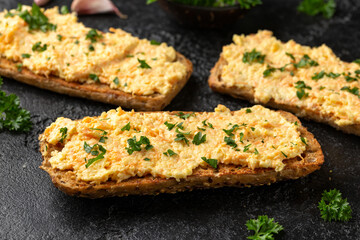 Tasty Cheese, carrot salad served on top of bread