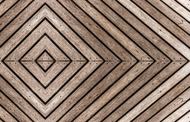 Wooden floors, grooves arranged in a 45-degree arrangement, old wooden floors, drainage