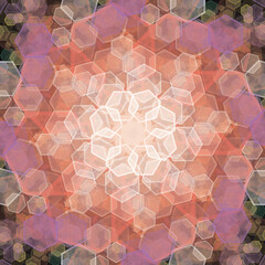 A Mandala design element. Round decoration with an ornament. A complex medallion made of fluorescent weaving. psychedelic background.