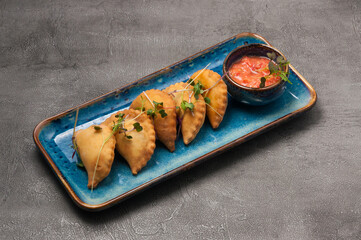 POSIKUNCHIKI - small pies with meat filling, with tomato sauce