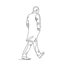 Vector illustration of a walking man drawn in line art style