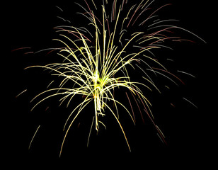 Beautiful bright fireworks lighting up night sky