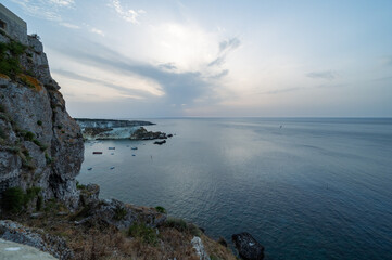 Italy, July 2022: architectural details, at sunset, on the island of San Nicola Isole Tremiti