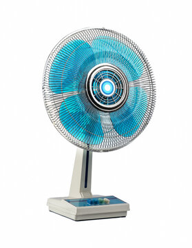 Vintage stylish retro cooling fan on white background.