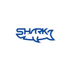 Shark text, typography logo design.