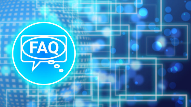 faq illustration image isolated on blur blue digital background.