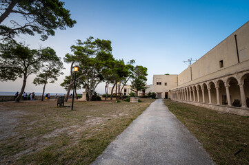 Italy, July 2022: architectural details, at sunset, on the island of San Nicola Isole Tremiti