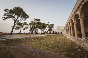 Italy, July 2022: architectural details, at sunset, on the island of San Nicola Isole Tremiti