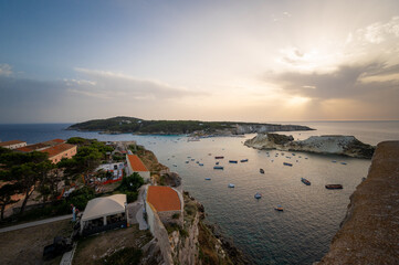 Italy, July 2022: architectural details, at sunset, on the island of San Nicola Isole Tremiti