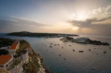 Italy, July 2022: architectural details, at sunset, on the island of San Nicola Isole Tremiti